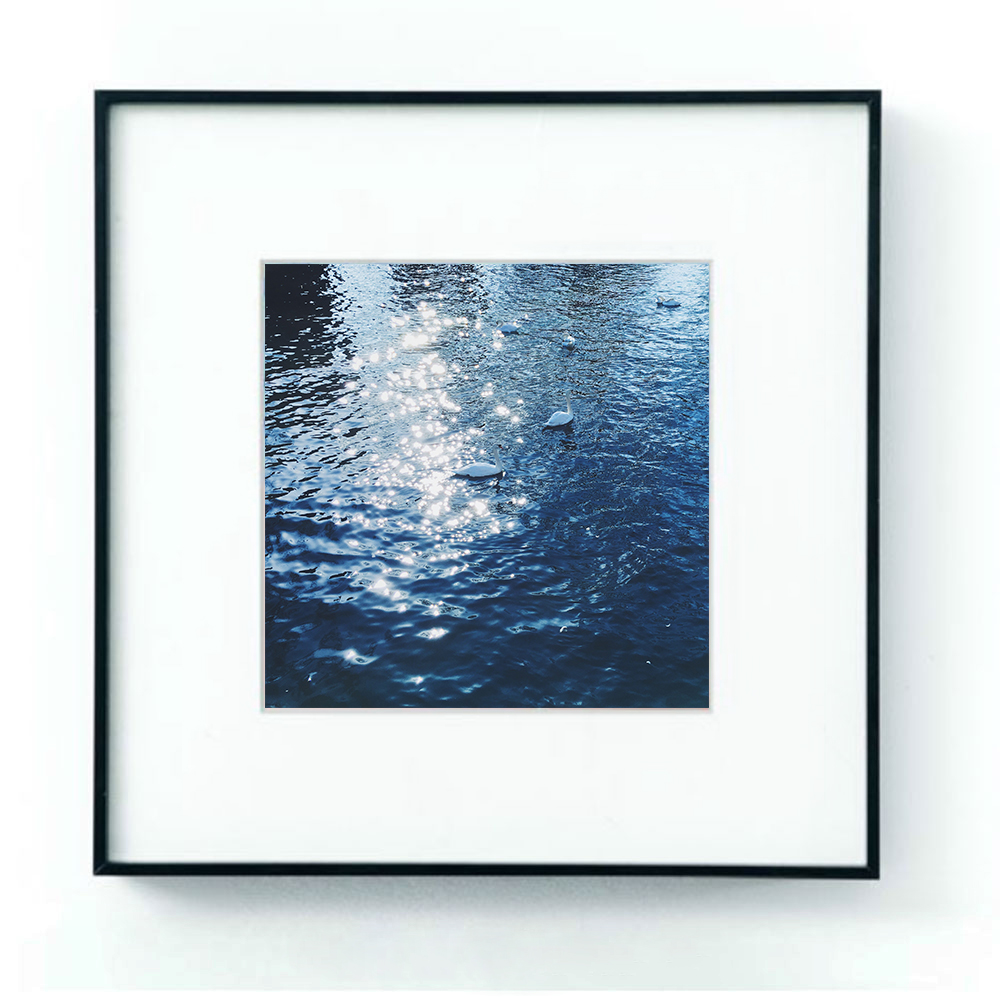 Mint platform Original photography Small crowddecorative painting Nordic Belgium Swan Dream Blue Pole Ins poster