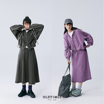 Narrative old oldtimes collision color insert shoulder sleeves double open zipped early spring even cap purple necropolis female coat W5732