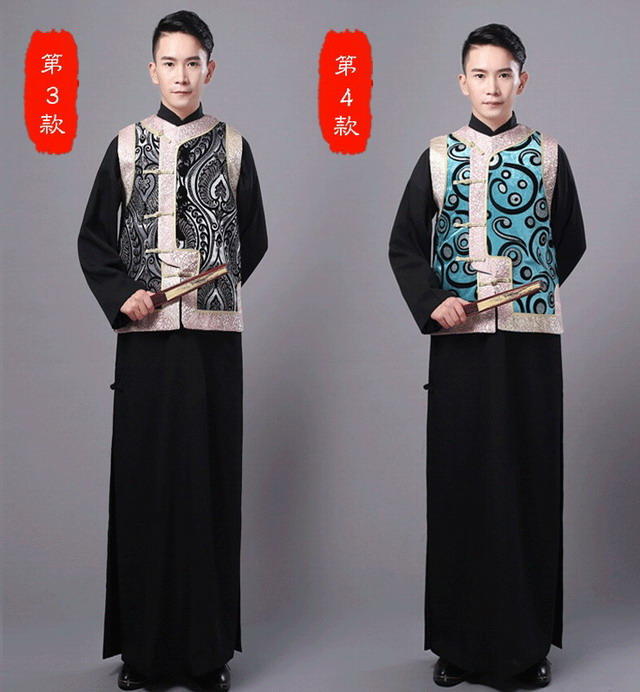Mới màu rắn trang phục cũ quốc phục phong cách Trung Quốc Đàn ông Trung Quốc Tang phù hợp với trang phục địa chủ XF13 bo dan toc cho nam nu