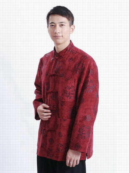 Cung cấp cổ áo nam Tang phù hợp với len dài tay cỡ lớn Trung Quốc trang phục M0025 trang phục dân tộc