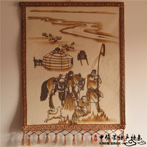 Mongolian felt painting Inner Mongolian characteristics three auspicious treasures hand-painted tapestry hanging ethnic Mongolian meal decorations wool felt