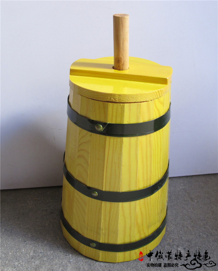 Yogurt barrel Mongolian handmade solid wood special tableware Mongolian special wooden milk bucket ethnic supplies characteristics of the craft