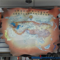 Mongolian skin painting Mongolian element map Genghis Khans expedition to Eurasia march map hanging painting decorative painting