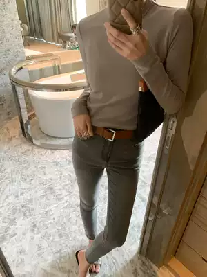 ADA MISS spring and autumn 2021 New must enter comfortable tight slim legs light color nine jeans women Gray