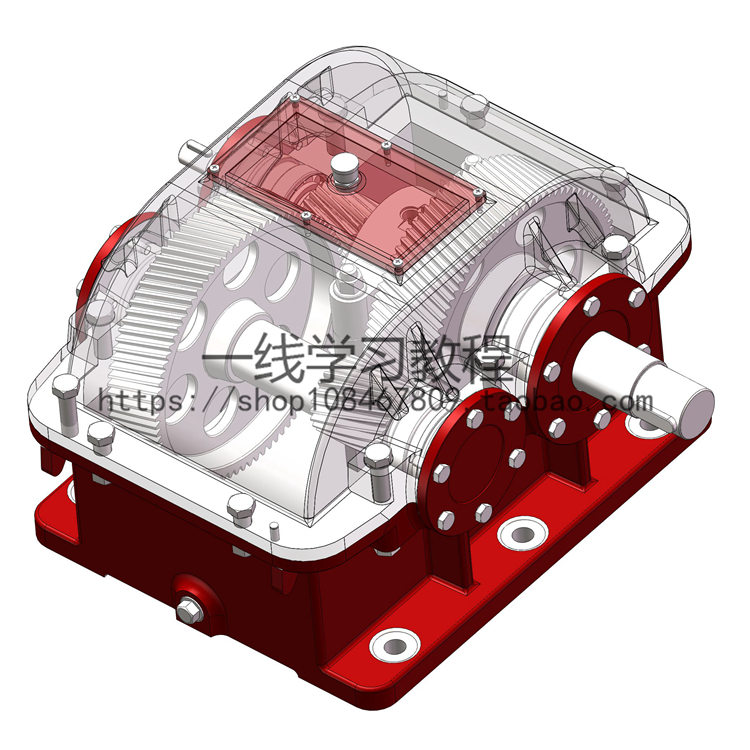 二级同轴式减速器三维3D模型图纸SW2014原图附step格式