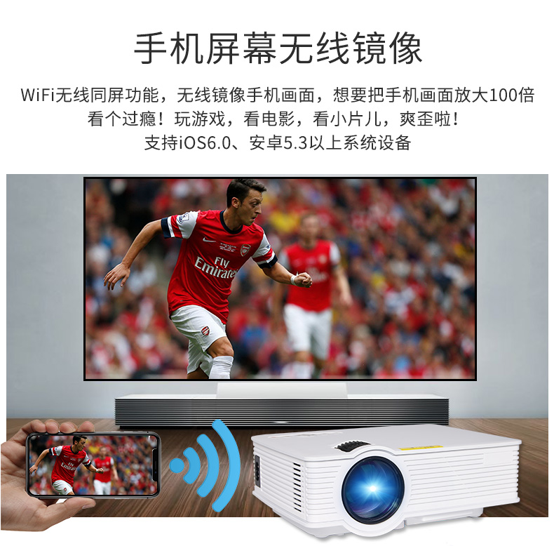 Thunder Cannon Projector Không dây Wifi HD 1080 TV Văn phòng Máy cầm tay Nhà hát nhỏ Mini