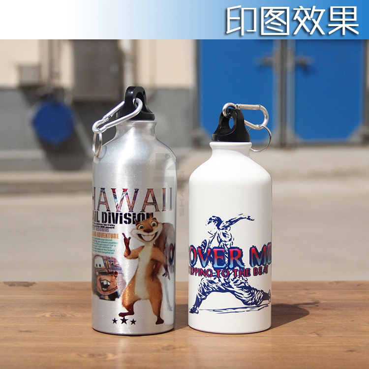 Truyền nhiệt thể thao chai logo tùy chỉnh nồi nhôm quảng cáo ngoài trời 500ml600ml in ấn thăng hoa lớp duy nhất cup bình nước trẻ em có ống hút