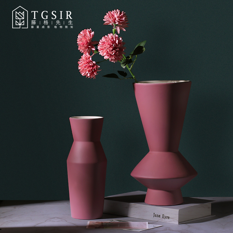 Nordic Ceramic Decorative Vase Pendulum pieces Living room Dry flower arrangements Modern minimalist Morandi table-like inter-plate decoration