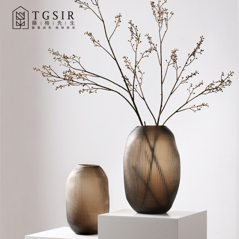 Wave Dot Art Glass Vases Living Room TV Cabinet Round Belly Big Caliber Hydroponic Flowers Flower Flower Arrangements Soft Decorations