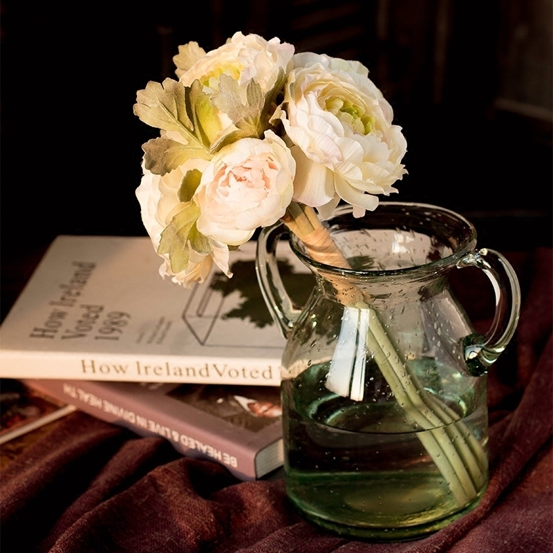 Dew Lotus Bouquet Rose Drawing Room Fake Flower Emulated Flowers Table Fake Flower Pendulum with Decorative Flower Photography to shoot props