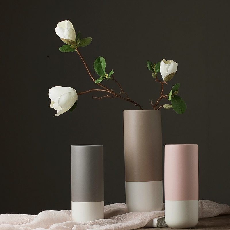 Nordic Day Style Ceramic Parquet Flower Vase Flower Arrangement Drying Floral Minimalist Creative Living Room Table Pendulum home Ornament