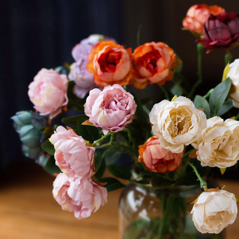 Silk flower simulation Mudan flowers large flower rich and expensive wedding flower art European style living room fake flower bouquet decoration furnishing