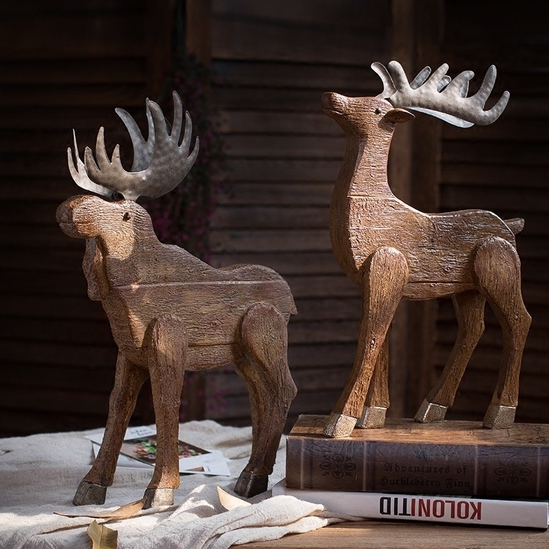 American Countryside Resin Elk Deer Retro Swing Piece Design Dining Room Creative Genguan Cabinet Wine Cabinet-Like Room Home Decoration Pint