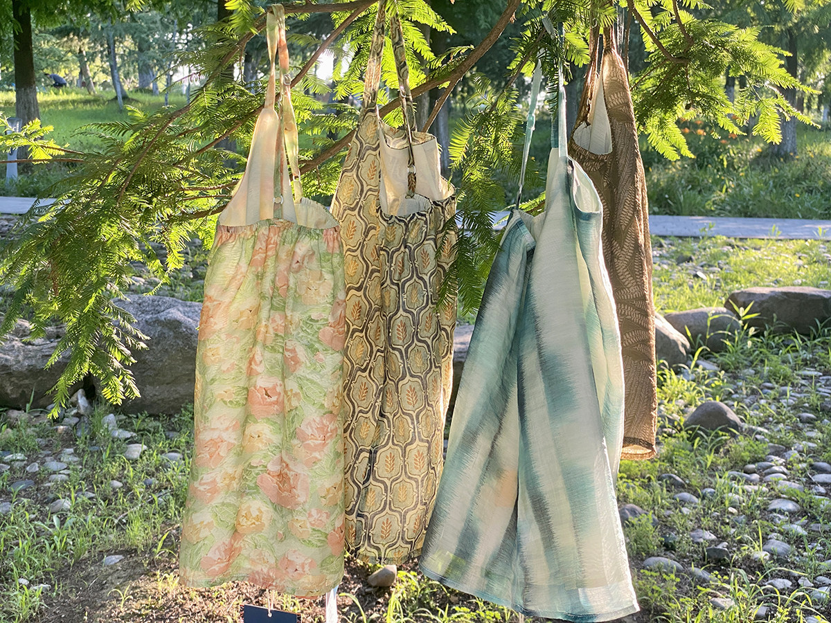 汉服上装 泊月夏季汉服吊带背心天丝棉古风印花透气上衣 觉夏花园青绿色选