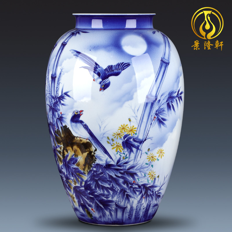 The Master of jingdezhen chinaware big vase hand - made bamboo report peaceful place gifts club villa hotel