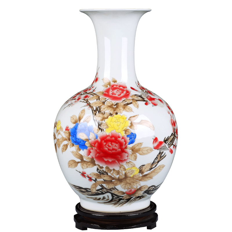 Jingdezhen ceramics powder enamel vase furnishing articles sitting room flower arrangement in modern Chinese style household decorative arts and crafts