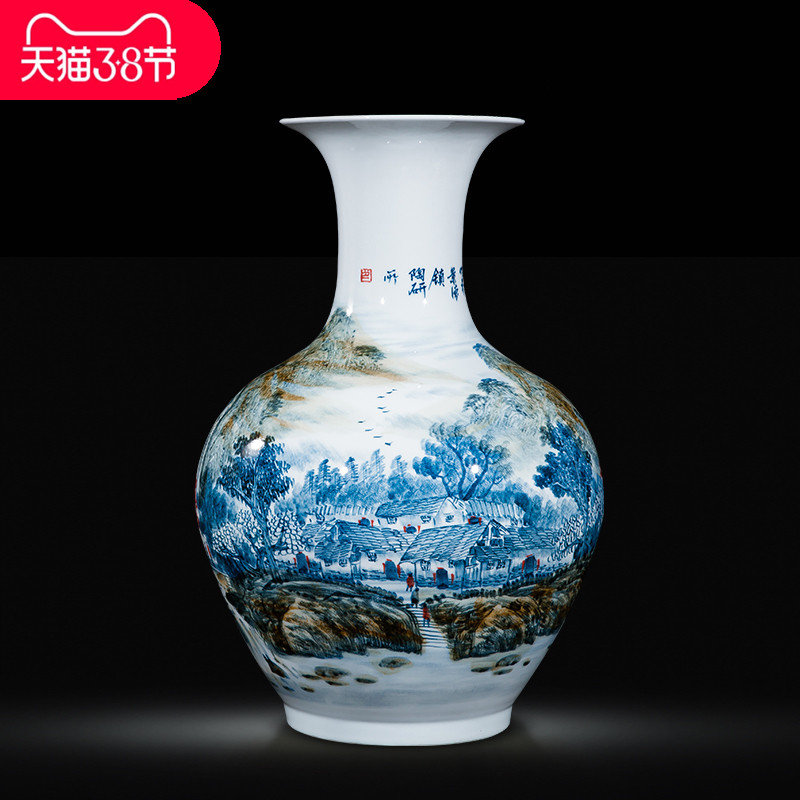 Jingdezhen ceramic celebrity master hand draw large vases, Chinese style household adornment hotel villa handicraft furnishing articles