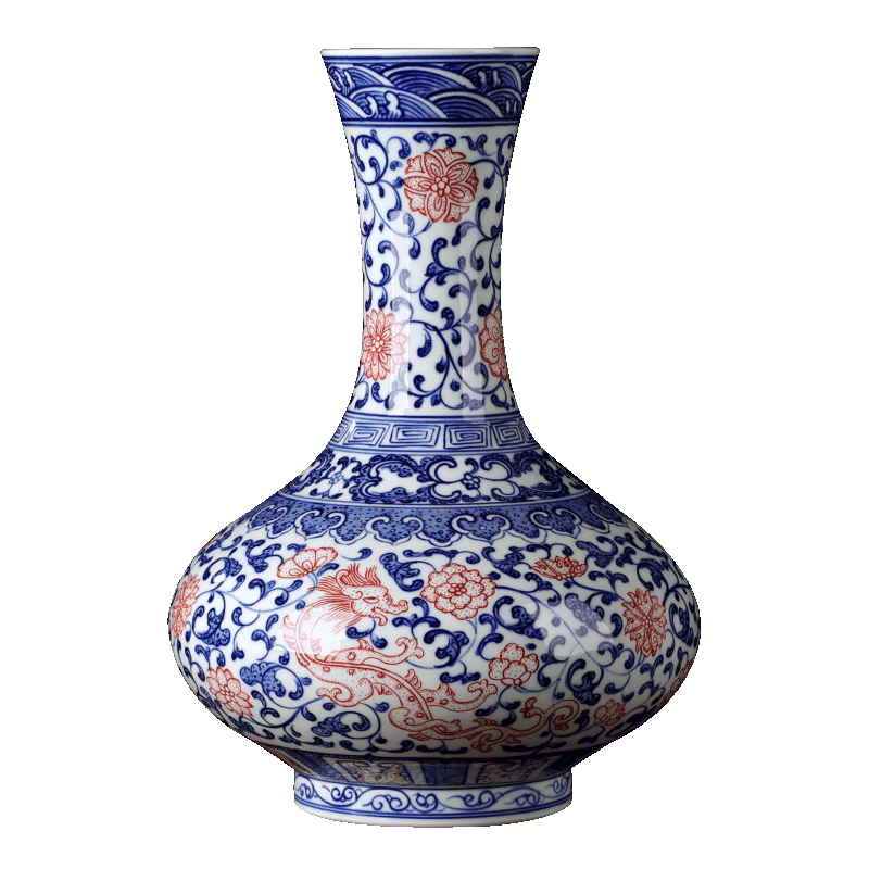 景德镇陶瓷器釉下彩仿古传统青花瓷花瓶现代中式古典家居饰品摆件