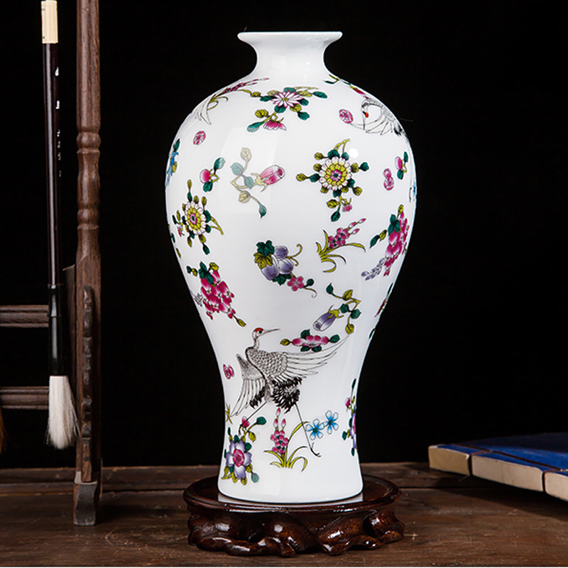 Jingdezhen ceramics northern wind creative process wine colored enamel luminous floret bottle household adornment furnishing articles