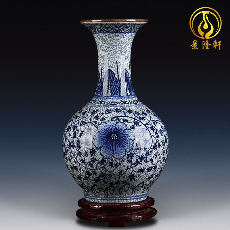 Jingdezhen Ceramic Vase, Antique-Style Semi-Hand-Painted Blue and White Porcelain, Living Room Display Shelf Flower Arrangement Ornament, Home Decor Jingdezhen Ceramic Vase, Antique-Style Semi-Hand-Painted Blue and White Porcelain, Living Room Display Shelf Flower Arrangement Ornament, Home Decor