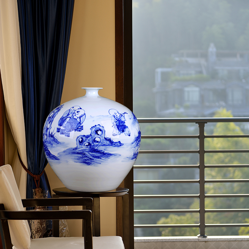 Jingdezhen ceramics furnishing articles new Chinese blue and white porcelain vase flower arranging home sitting room wedding decoration