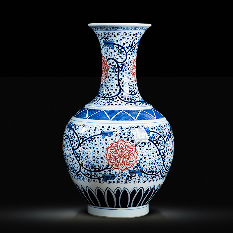 Jingdezhen ceramics hand - made porcelain bound branch lotus home sitting room adornment wine bottle furnishing articles of handicraft