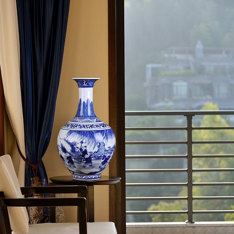 Jingdezhen ceramics hand archaize home sitting room adornment of new Chinese style of blue and white porcelain vase TV ark, furnishing articles