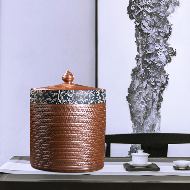 Coarse pottery retro bread seven pu 'er tea box wake receives stored sealed as cans of jingdezhen ceramic household storage tank
