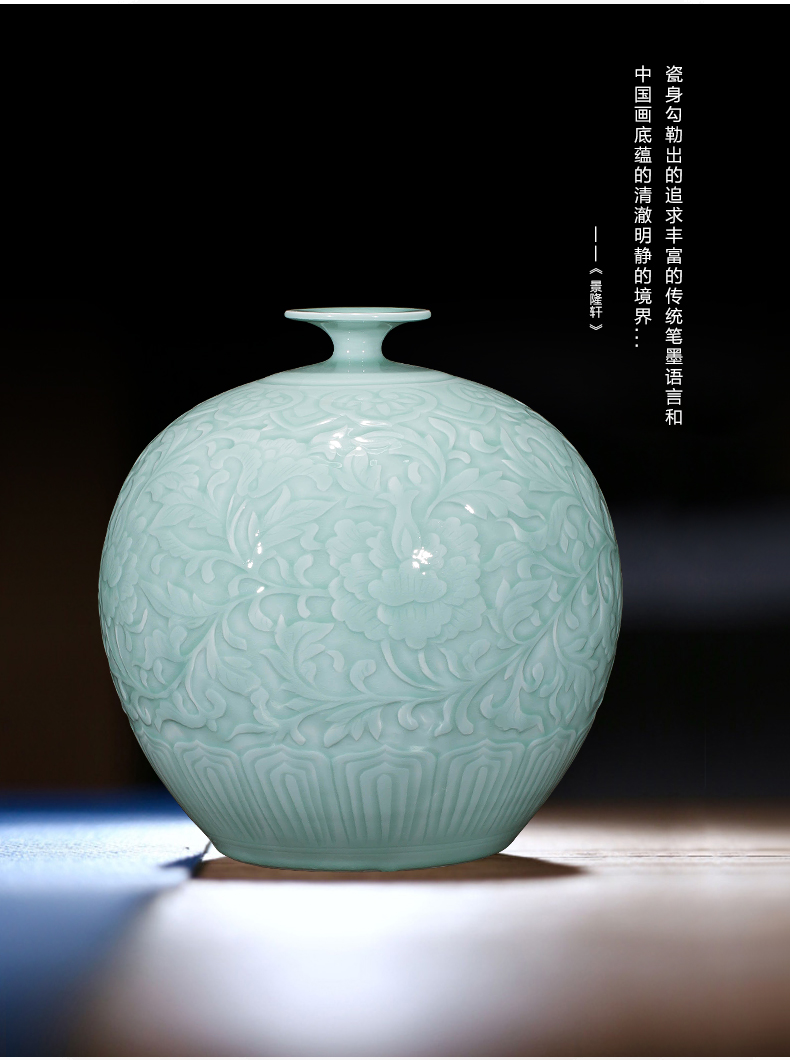 The jingdezhen ceramics by hand throwing carve shadow blue bottles of wine porch home furnishing articles