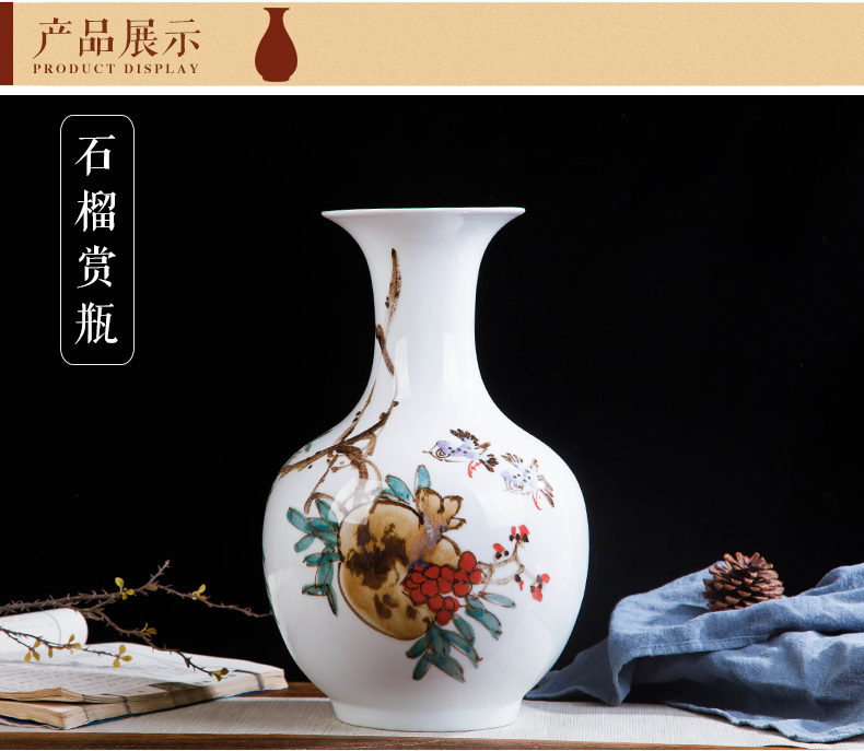 Jingdezhen ceramics hand - made prosperous double finches vase wine porch home decoration sitting room TV ark, furnishing articles
