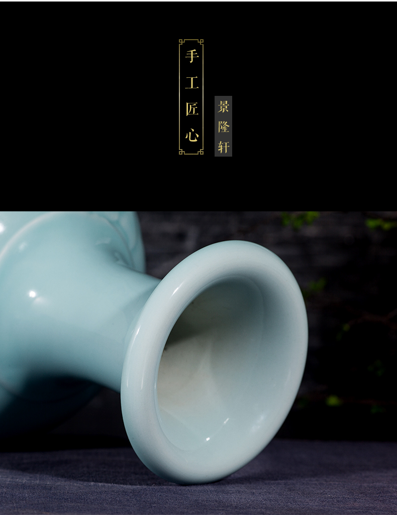 Contracted and I jingdezhen ceramics vase carve shadow green rich ancient frame wine sitting room adornment home furnishing articles