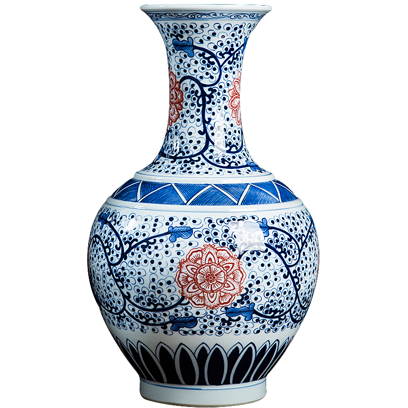 Jingdezhen ceramics hand - made porcelain bound branch lotus home sitting room adornment wine bottle furnishing articles of handicraft