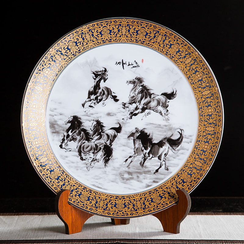 Jingdezhen ceramics furnishing articles household decorations hanging dish sitting room ark, large Chinese arts and crafts decorative plate