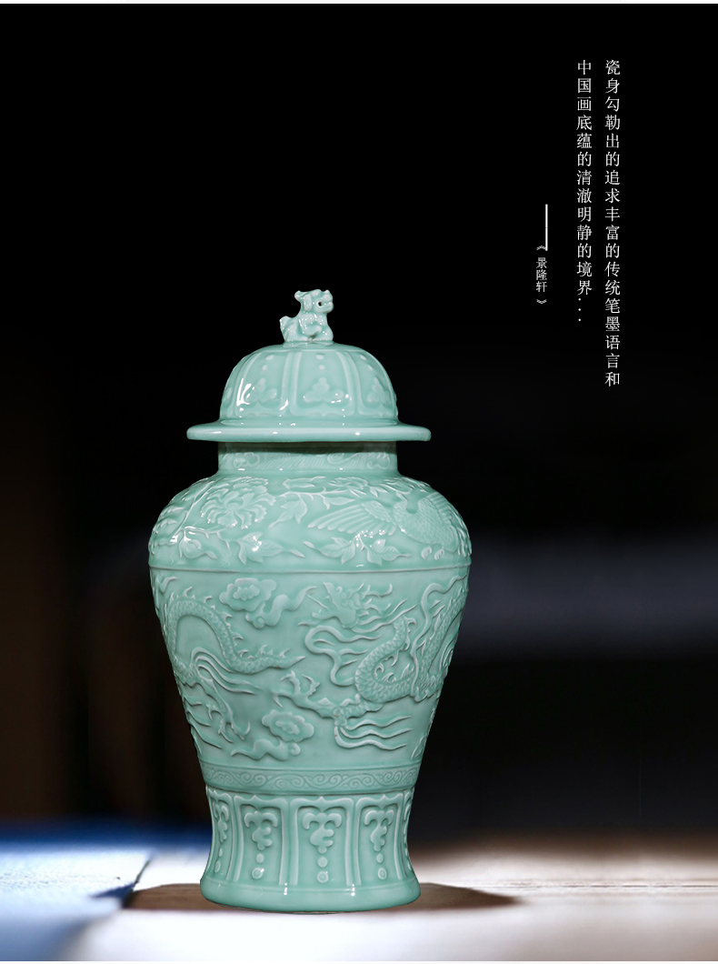 Jingdezhen ceramics by hand throwing carve shadow qdu vase wine home decoration villa hotel furnishing articles