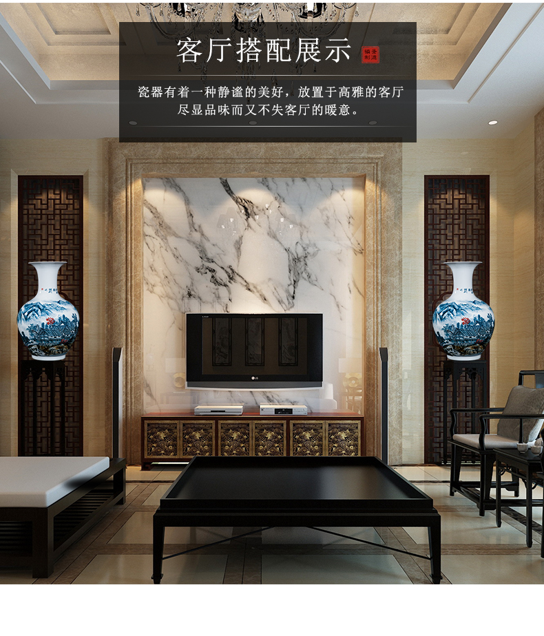Jingdezhen ceramic celebrity master hand draw more than jiangshan jiao large vase home decoration villa hotel furnishing articles