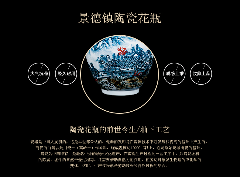 Jingdezhen ceramic celebrity master hand draw more than jiangshan jiao large vase home decoration villa hotel furnishing articles
