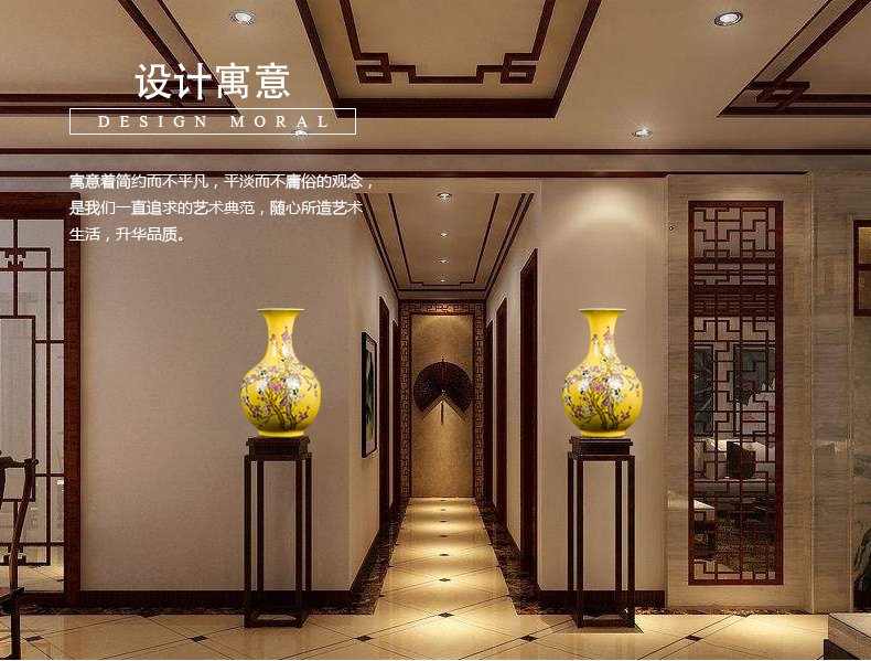 Jingdezhen ceramics vase home sitting room handicraft wine porch decoration of new Chinese style office furnishing articles