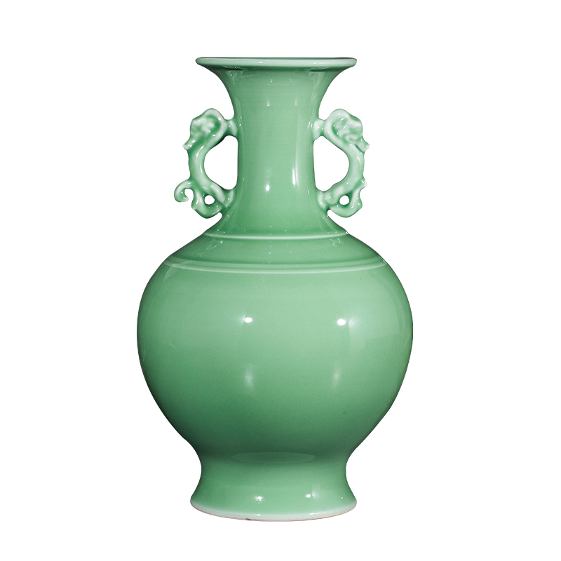 Jingdezhen ceramics antique vase manual carve shadow green rich ancient frame wine sitting room adornment home furnishing articles