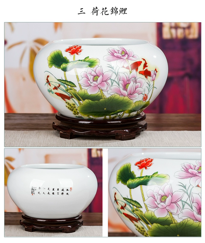 Jingdezhen gốm sứ bể cá nhỏ chậu hoa súng bát sen rùa bể bể cá cảnh bút rửa bể cá trang trí đồ trang trí - Vòng đeo tay Cuff