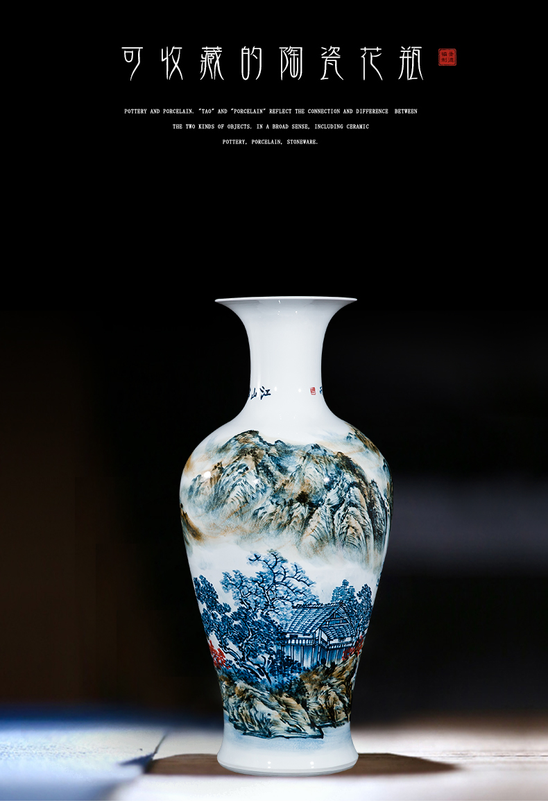 Jingdezhen ceramic celebrity master hand draw large vases, Chinese style household adornment hotel villa handicraft furnishing articles