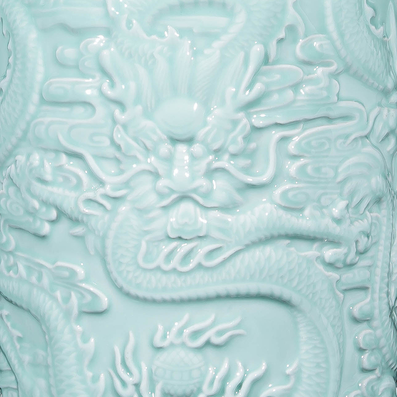 Jingdezhen ceramics by hand carve shadow dragon totem big vase villa home decoration collection furnishing articles