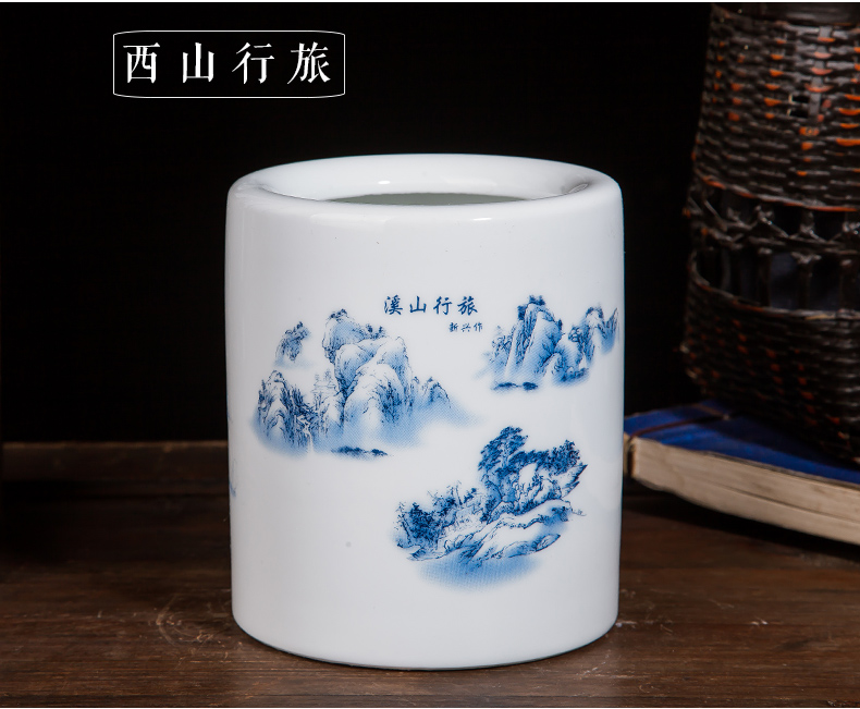 Jingdezhen ceramics modern creative practical household porcelain brush pot office supplies decoration decoration gifts