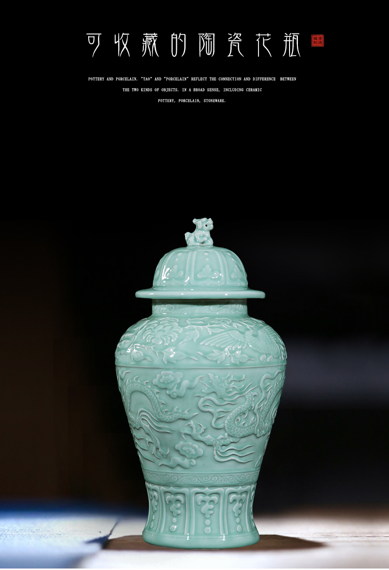 Jingdezhen ceramics by hand throwing carve shadow qdu vase wine home decoration villa hotel furnishing articles