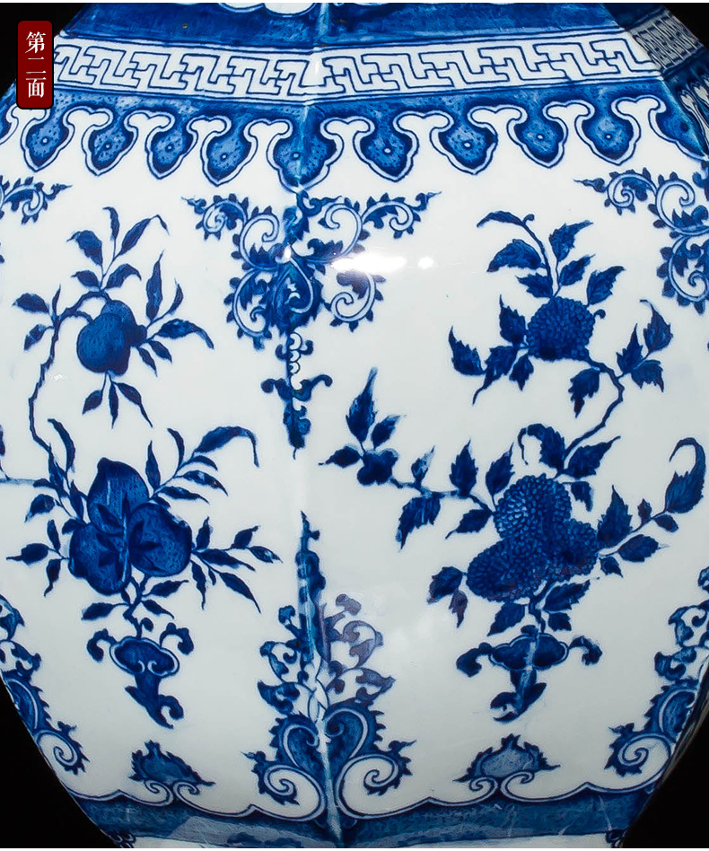 Jingdezhen ceramics vase antique blue - and - white large flower arranging new porch sitting room of Chinese style household act the role ofing is tasted furnishing articles