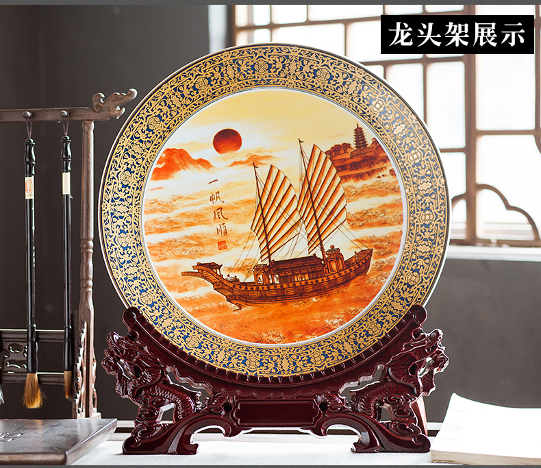 Jingdezhen ceramics furnishing articles hang dish of Chinese arts and crafts wine porch large home decoration decoration plate