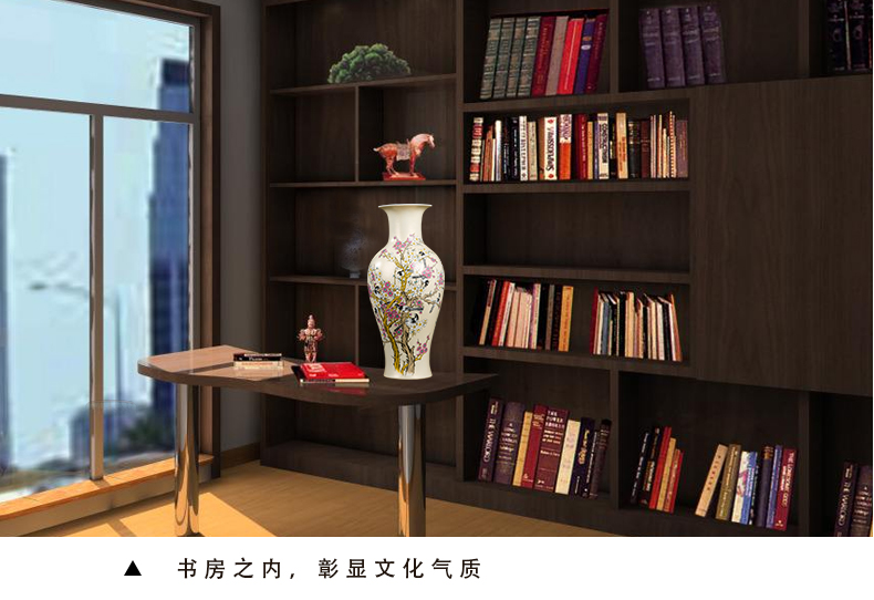 Jingdezhen ceramics vase home sitting room handicraft wine porch decoration of new Chinese style office furnishing articles