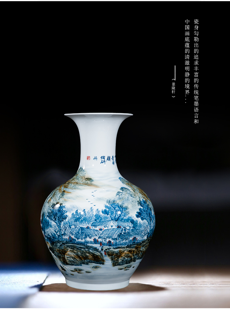 Jingdezhen ceramic celebrity master hand draw large vases, Chinese style household adornment hotel villa handicraft furnishing articles