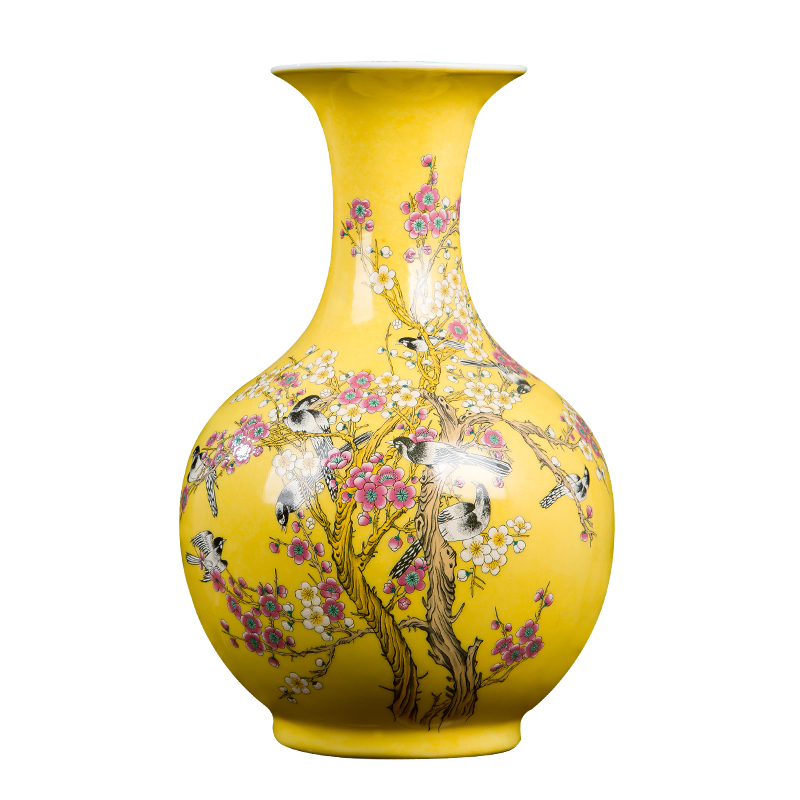 Jingdezhen ceramics vase home sitting room handicraft wine porch decoration of new Chinese style office furnishing articles