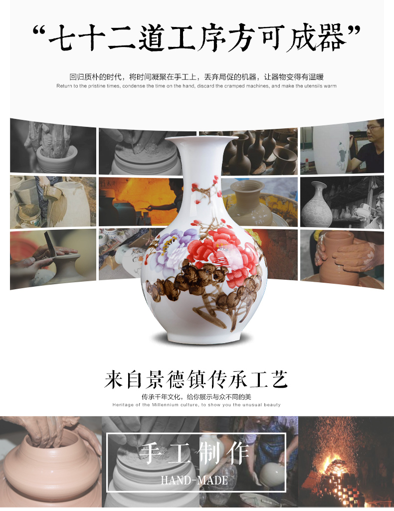 Jingdezhen ceramics hand - made prosperous double finches vase wine porch home decoration sitting room TV ark, furnishing articles