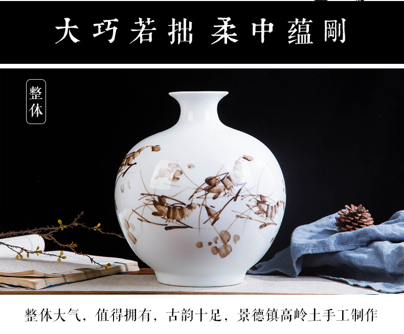 Jingdezhen ceramics hand - made shrimp boring vase wine porch home decoration sitting room TV ark, furnishing articles